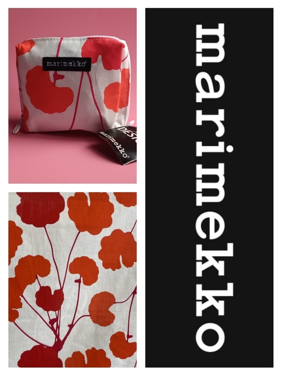 Marimekko Handbags - NWT Marimekko "Poimulehti" Orange Floral Mini Cosnetic Toiletry Travel Bag